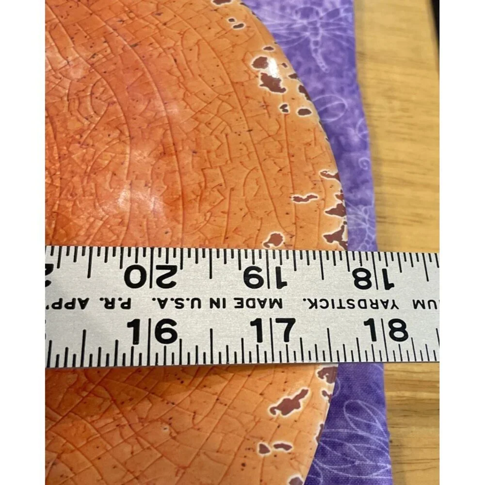Pier 1 Imports Carmelo Melamine Serving Platter Plate 18” X 12” Orange‎ Crackle